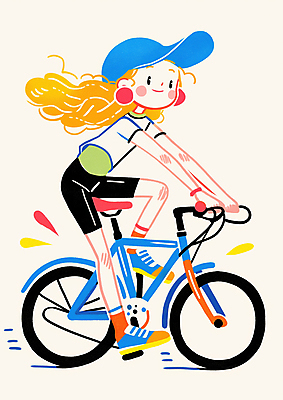 JPG 전신 모자 여자 일러스트 청소년 한명 미소 앉기 취미 컬러풀 운동 자전거 귀걸이 잡기 승차 십대여자한명만 국내일러스트 AI일러스트 AI콘텐츠 1 잡화 컬러 장신구 모션 표정 건강 사람 바이크 여자한명만 십대여자만 파일형식