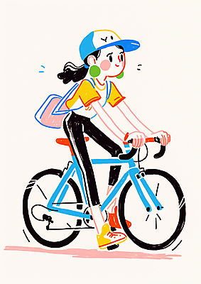 JPG 전신 모자 여자 가방 일러스트 청소년 한명 미소 취미 컬러풀 운동 자전거 귀걸이 잡기 승차 십대여자한명만 국내일러스트 AI일러스트 AI콘텐츠 1 잡화 컬러 장신구 모션 표정 건강 사람 바이크 여자한명만 십대여자만 파일형식