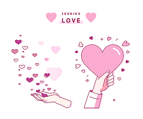 손 기념일 분홍색 스티커 일러스트 발렌타인데이 들기 신체부위 하트 오브젝트 국내일러스트 AI파일 모양 컬러 모션 데이이벤트 사람 이벤트 파일형식 벡터