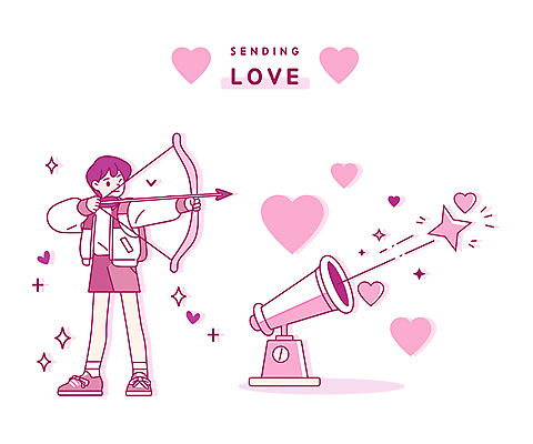 전신 기념일 남자 분홍색 스티커 일러스트 화살 발렌타인데이 한명 들기 성인 반짝임 하트 오브젝트 대포 성인남자한명만 국내일러스트 AI파일 모양 1 무기 컬러 모션 데이이벤트 사람 이벤트 남자한명만 성인남자만 파일형식 벡터