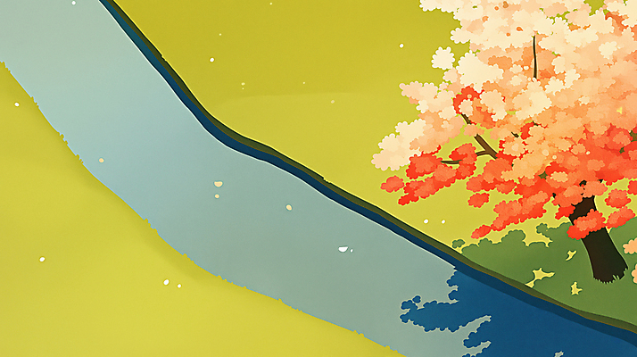 JPG 공원 꽃잎 일러스트 자연 그림자 풍경 사람없음 초록색 강 봄 벚나무 국내일러스트 AI일러스트 AI콘텐츠 나무 계절 공공시설 꽃 컬러 벚꽃 생태계 파일형식