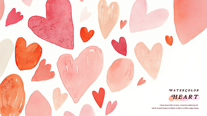PSD 백그라운드 일러스트 수채화 사람없음 빨간색 하트 번짐 국내일러스트 모양 컬러 파일형식 효과