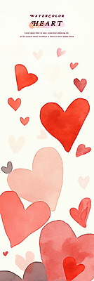 PSD 백그라운드 일러스트 수채화 사람없음 빨간색 하트 번짐 국내일러스트 모양 컬러 파일형식 효과