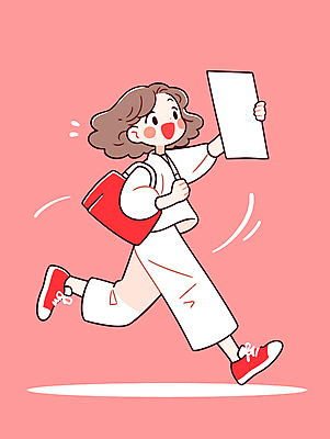 전신 응시 여자 분홍색 가방 일러스트 한명 웃음 들기 성인 달리기 주먹 문서 성인여자한명만 일러캐릭터 AI파일 캐릭터 1 시선 잡화 컬러 모션 표정 사람 여자한명만 성인여자만 파일형식 벡터