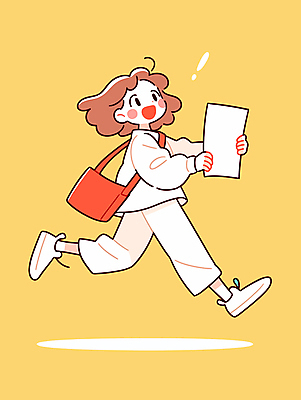 전신 여자 가방 일러스트 한명 웃음 들기 성인 달리기 노란색 느낌표 문서 성인여자한명만 일러캐릭터 AI파일 캐릭터 1 기호 잡화 컬러 모션 표정 사람 여자한명만 성인여자만 파일형식 벡터