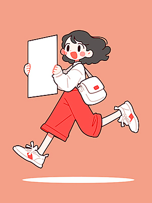 전신 응시 여자 분홍색 가방 일러스트 한명 웃음 들기 성인 달리기 문서 성인여자한명만 일러캐릭터 AI파일 캐릭터 1 시선 잡화 컬러 모션 표정 사람 여자한명만 성인여자만 파일형식 벡터