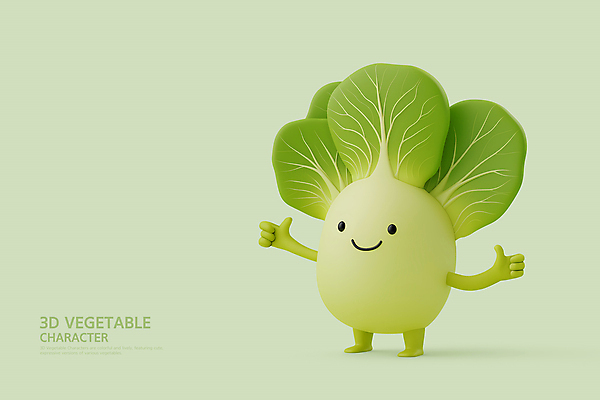 PSD 편집이미지 3D캐릭터 의인화 미소 사람없음 초록색 3D 배추 따봉 채소캐릭터 편집3D 캐릭터 컬러 채소 표정 최고 디지털합성 파일형식