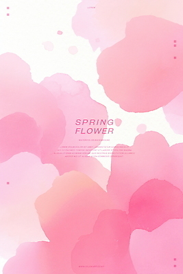PSD 꽃 분홍색 백그라운드 일러스트 수채화 사람없음 봄 번짐 국내일러스트 식물 계절 컬러 파일형식 효과