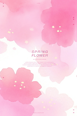 PSD 꽃 분홍색 백그라운드 일러스트 수채화 사람없음 봄 번짐 국내일러스트 식물 계절 컬러 파일형식 효과