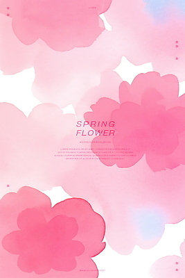 PSD 꽃 분홍색 백그라운드 일러스트 수채화 사람없음 봄 번짐 국내일러스트 식물 계절 컬러 파일형식 효과