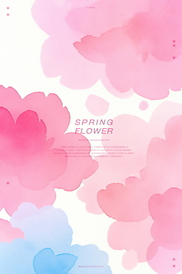 PSD 꽃 분홍색 백그라운드 일러스트 수채화 사람없음 봄 번짐 국내일러스트 식물 계절 컬러 파일형식 효과