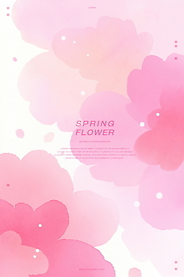 PSD 꽃 분홍색 백그라운드 일러스트 수채화 사람없음 봄 번짐 국내일러스트 식물 계절 컬러 파일형식 효과