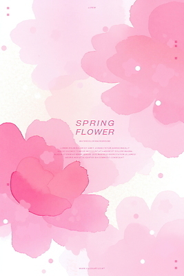 PSD 꽃 분홍색 백그라운드 일러스트 수채화 사람없음 봄 번짐 국내일러스트 식물 계절 컬러 파일형식 효과
