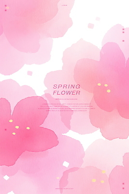 PSD 꽃 분홍색 일러스트 수채화 사람없음 봄 번짐 국내일러스트 식물 계절 컬러 파일형식 효과