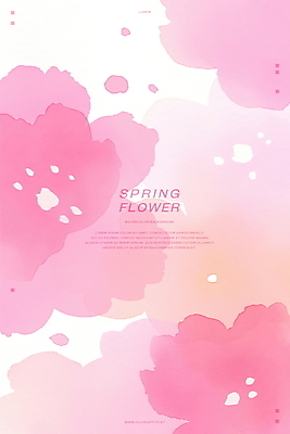 PSD 꽃 분홍색 백그라운드 일러스트 수채화 사람없음 봄 번짐 국내일러스트 식물 계절 컬러 파일형식 효과