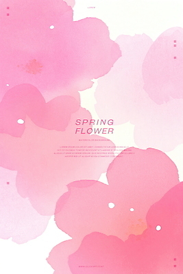 PSD 꽃 분홍색 백그라운드 일러스트 수채화 사람없음 봄 번짐 국내일러스트 식물 계절 컬러 파일형식 효과
