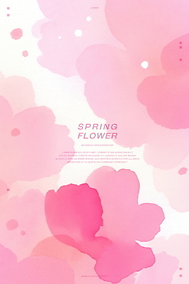 PSD 꽃 분홍색 백그라운드 일러스트 수채화 사람없음 봄 번짐 국내일러스트 식물 계절 컬러 파일형식 효과