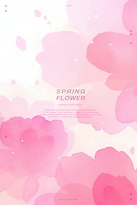 PSD 꽃 분홍색 백그라운드 일러스트 수채화 사람없음 봄 번짐 국내일러스트 식물 계절 컬러 파일형식 효과