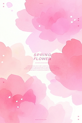 PSD 꽃 분홍색 백그라운드 일러스트 수채화 사람없음 봄 번짐 국내일러스트 식물 계절 컬러 파일형식 효과