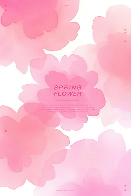 PSD 꽃 분홍색 백그라운드 일러스트 수채화 사람없음 봄 번짐 국내일러스트 식물 계절 컬러 파일형식 효과