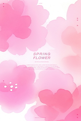 PSD 꽃 분홍색 백그라운드 일러스트 수채화 사람없음 봄 번짐 국내일러스트 식물 계절 컬러 파일형식 효과