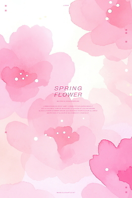 PSD 꽃 분홍색 백그라운드 일러스트 수채화 사람없음 봄 번짐 국내일러스트 식물 계절 컬러 파일형식 효과
