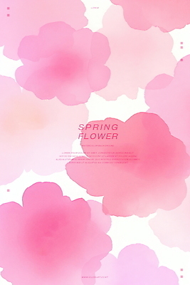 PSD 꽃 분홍색 일러스트 수채화 사람없음 봄 번짐 국내일러스트 식물 계절 컬러 파일형식 효과