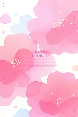 PSD 꽃 분홍색 백그라운드 일러스트 수채화 사람없음 봄 번짐 국내일러스트 식물 계절 컬러 파일형식 효과
