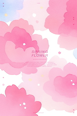 PSD 꽃 분홍색 백그라운드 일러스트 수채화 사람없음 봄 번짐 국내일러스트 식물 계절 컬러 파일형식 효과