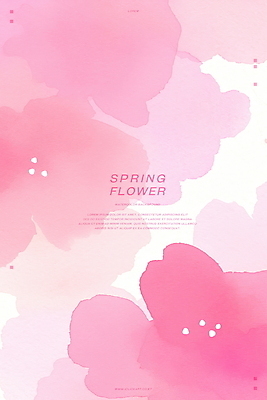 PSD 꽃 분홍색 백그라운드 일러스트 수채화 사람없음 봄 번짐 국내일러스트 식물 계절 컬러 파일형식 효과