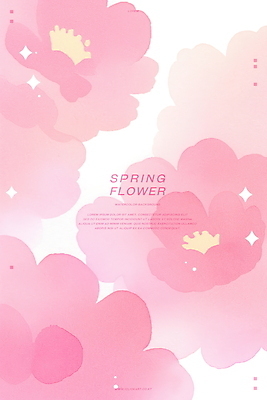 PSD 꽃 분홍색 백그라운드 일러스트 수채화 사람없음 봄 번짐 국내일러스트 식물 계절 컬러 파일형식 효과