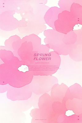 PSD 꽃 분홍색 백그라운드 일러스트 수채화 사람없음 봄 번짐 국내일러스트 식물 계절 컬러 파일형식 효과