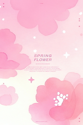 PSD 꽃 분홍색 백그라운드 일러스트 수채화 사람없음 봄 번짐 국내일러스트 식물 계절 컬러 파일형식 효과