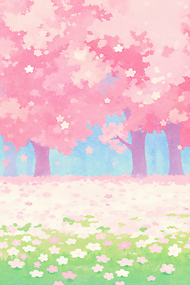 JPG 꽃잎 분홍색 일러스트 자연 사람없음 봄풍경 벚나무 떨어짐 숲 평원 국내일러스트 AI일러스트 AI콘텐츠 나무 꽃 컬러 컨셉 풍경 봄 벚꽃 생태계 파일형식