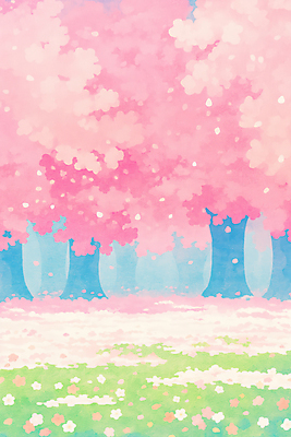 JPG 공원 꽃잎 분홍색 일러스트 자연 사람없음 봄풍경 벚나무 떨어짐 국내일러스트 AI일러스트 AI콘텐츠 나무 공공시설 꽃 컬러 컨셉 풍경 봄 벚꽃 생태계 파일형식