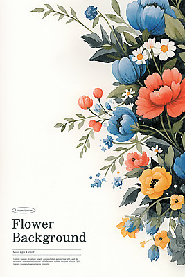 PSD 꽃 포스터 일러스트 자연 사람없음 컬러풀 봄 빈티지 풀 복고 국내일러스트 식물 계절 컬러 컨셉 생태계 파일형식