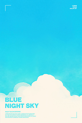 PSD 구름 하늘색 일러스트 밤하늘 풍경 사람없음 국내일러스트 자연요소 하늘 파란색 야간 파일형식