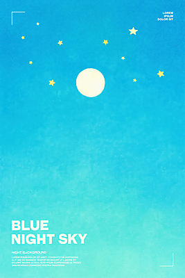 PSD 하늘색 일러스트 밤하늘 풍경 사람없음 달 그라데이션 국내일러스트 자연요소 하늘 파란색 야간 파일형식
