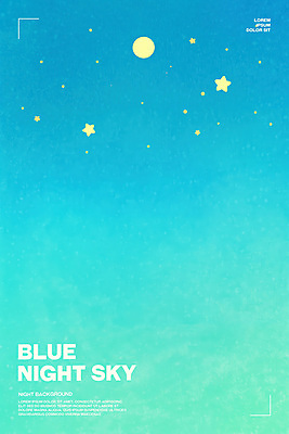 PSD 하늘색 일러스트 밤하늘 풍경 사람없음 달 그라데이션 국내일러스트 자연요소 하늘 파란색 야간 파일형식