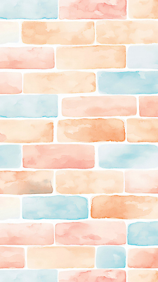 JPG 벽 백그라운드 일러스트 벽돌 벽면 사람없음 컬러풀 파스텔톤 국내일러스트 AI일러스트 AI콘텐츠 컬러 파일형식