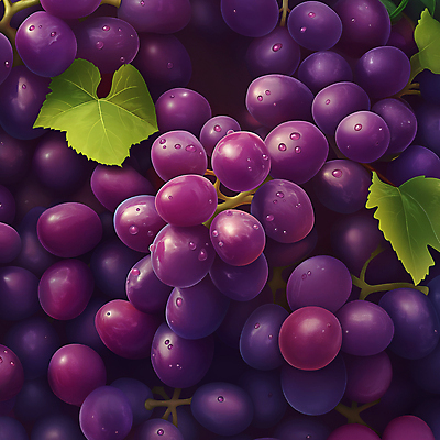 JPG 잎 과일 일러스트 포도 사람없음 보라색 물방울 신선 가득함 국내일러스트 AI일러스트 AI콘텐츠 식물 컬러 파일형식