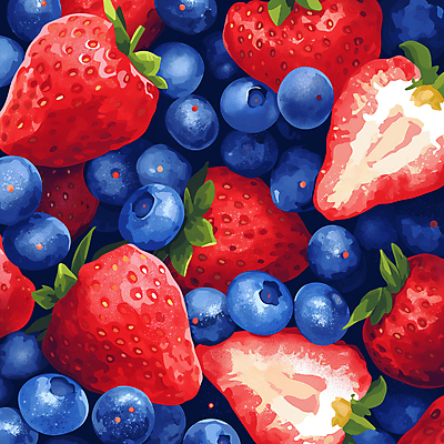 JPG 일러스트 딸기 사람없음 신선 가득함 블루베리 국내일러스트 AI일러스트 AI콘텐츠 과일 파일형식