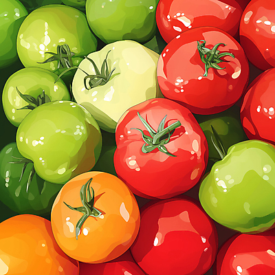 JPG 토마토 일러스트 사람없음 신선 가득함 국내일러스트 AI일러스트 AI콘텐츠 채소 파일형식