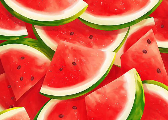 JPG 일러스트 단면 수박 사람없음 빨간색 신선 가득함 국내일러스트 AI일러스트 AI콘텐츠 컬러 과일 파일형식