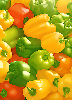 JPG 일러스트 피망 파프리카 사람없음 신선 가득함 국내일러스트 AI일러스트 AI콘텐츠 채소 파일형식