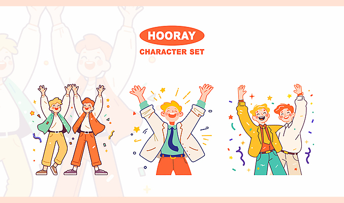 남자 일러스트 어깨동무 미소 웃음 여러명 성인 세트 컬러풀 만세 꽃가루 성인남자만 일러캐릭터 AI파일 캐릭터 컬러 포즈 다수 모션 표정 사람 가루 남자만 성인만 파일형식 벡터