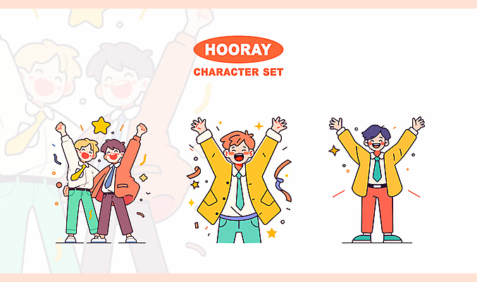 남자 일러스트 미소 웃음 여러명 성인 반짝임 세트 컬러풀 손들기 주먹 만세 꽃가루 성인남자만 일러캐릭터 AI파일 캐릭터 컬러 다수 모션 표정 사람 가루 남자만 성인만 파일형식 벡터