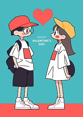 전신 모자 여자 남자 어린이 프로포즈 가방 일러스트 발렌타인데이 사랑 소녀 소년 두명 마주보기 하트 주머니손 어린이만 안경낌 국내일러스트 AI파일 모양 잡화 감정 안경 모션 데이이벤트 사람 파일형식 벡터