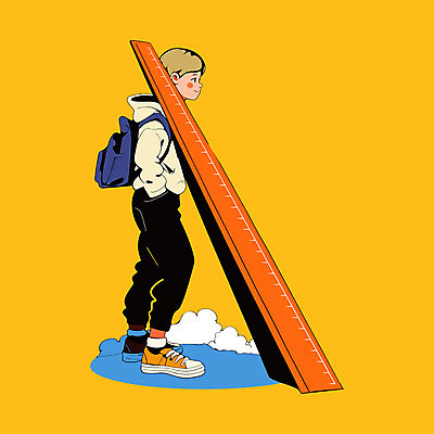 전신 남자 초등학생 어린이 가방 일러스트 자 한명 소년 주황색 수학 호기심 주머니손 소년한명만 국내일러스트 AI파일 1 학생 잡화 감정 컬러 컨셉 교과목 모션 문구용품 사람 남자한명만 소년만 파일형식 벡터