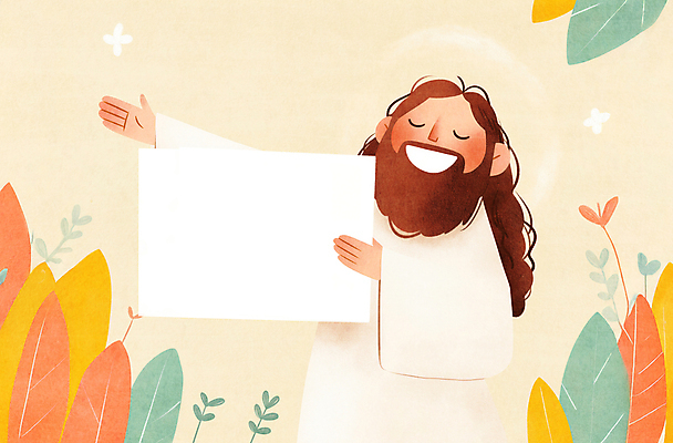 JPG 남자 기독교 잎 일러스트 한명 웃음 들기 상반신 성인 손들기 평화 팻말 예수 성인남자한명만 카피스페이스 국내일러스트 AI일러스트 AI콘텐츠 식물 1 종교 컨셉 모션 프레임 표정 사람 공백 신_종교 남자한명만 성인남자만 파일형식